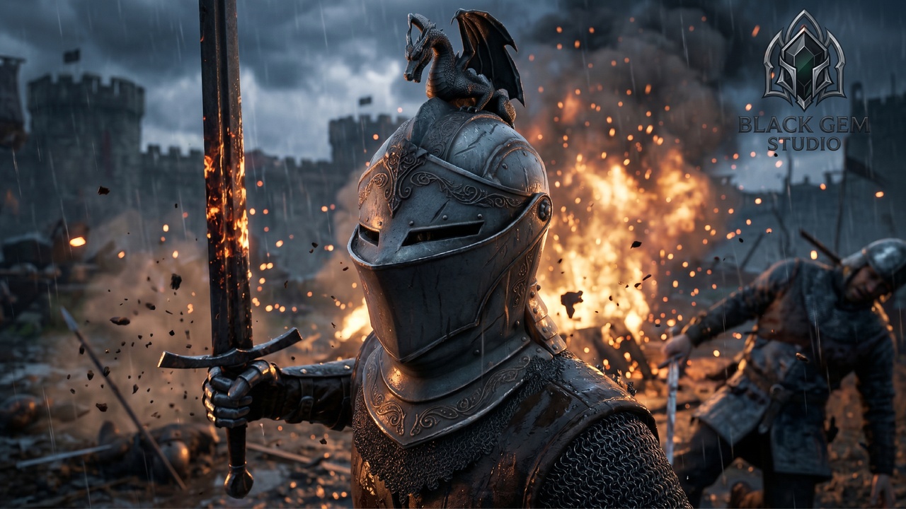 Media 1 for listing Black Dragon Warden Helmet for Medieval Fantasy Metahuman Warriors