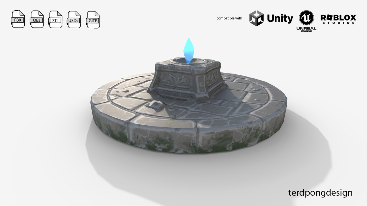 Media 1 for listing Stylized Arcane Crystal Altar - Magical Shrine Low-poly 3D model