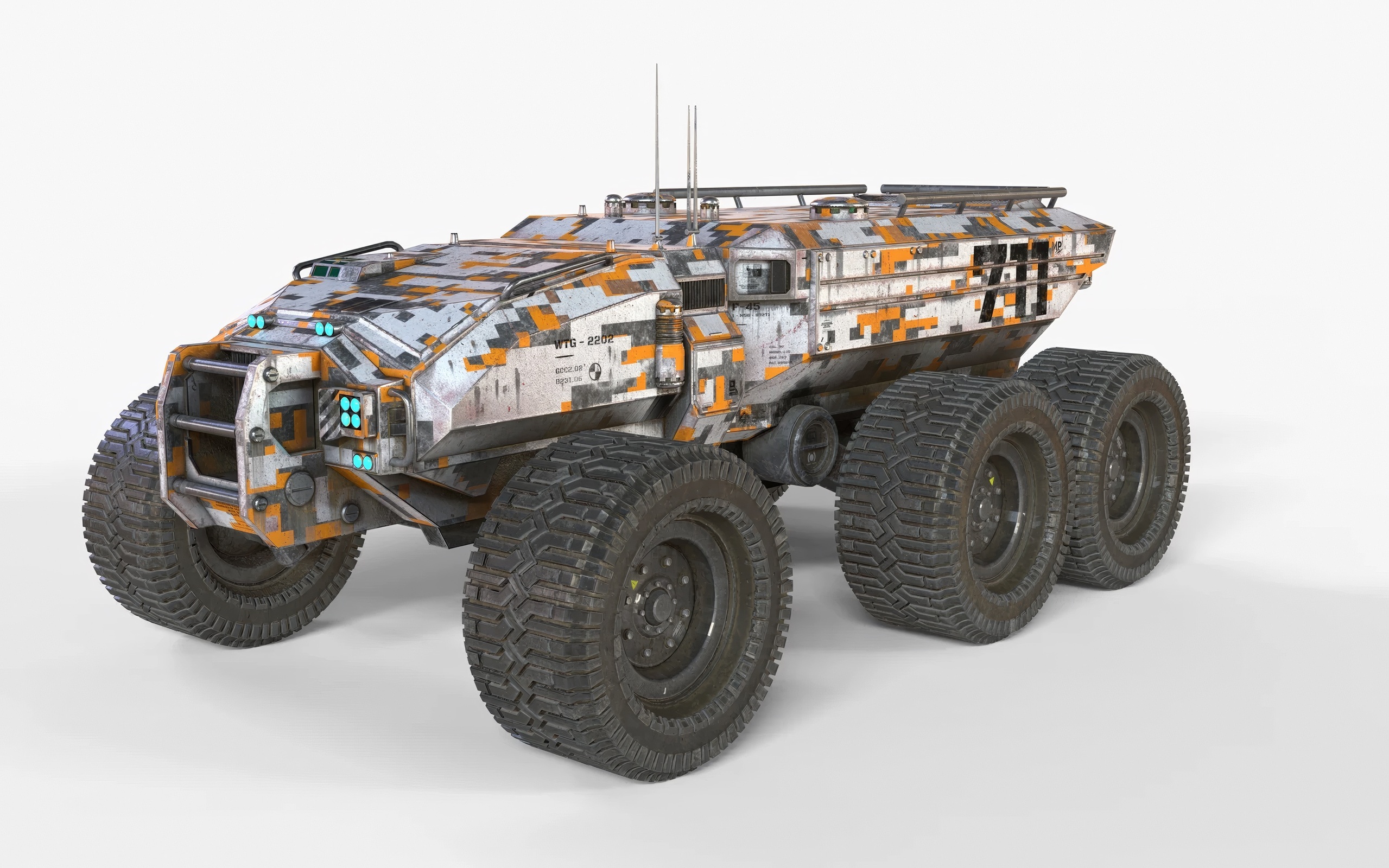 Media 1 for listing Sci-Fi 6x6 Armored Transport Rover - Futuristic Tactical Vehicle Game Ready