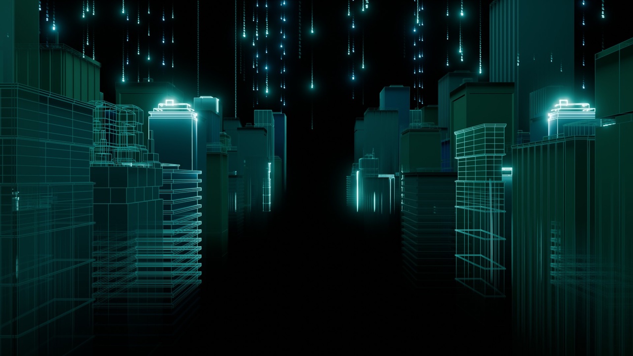 Media 1 for listing Hologram City with Matrix Animation - Blender 3D