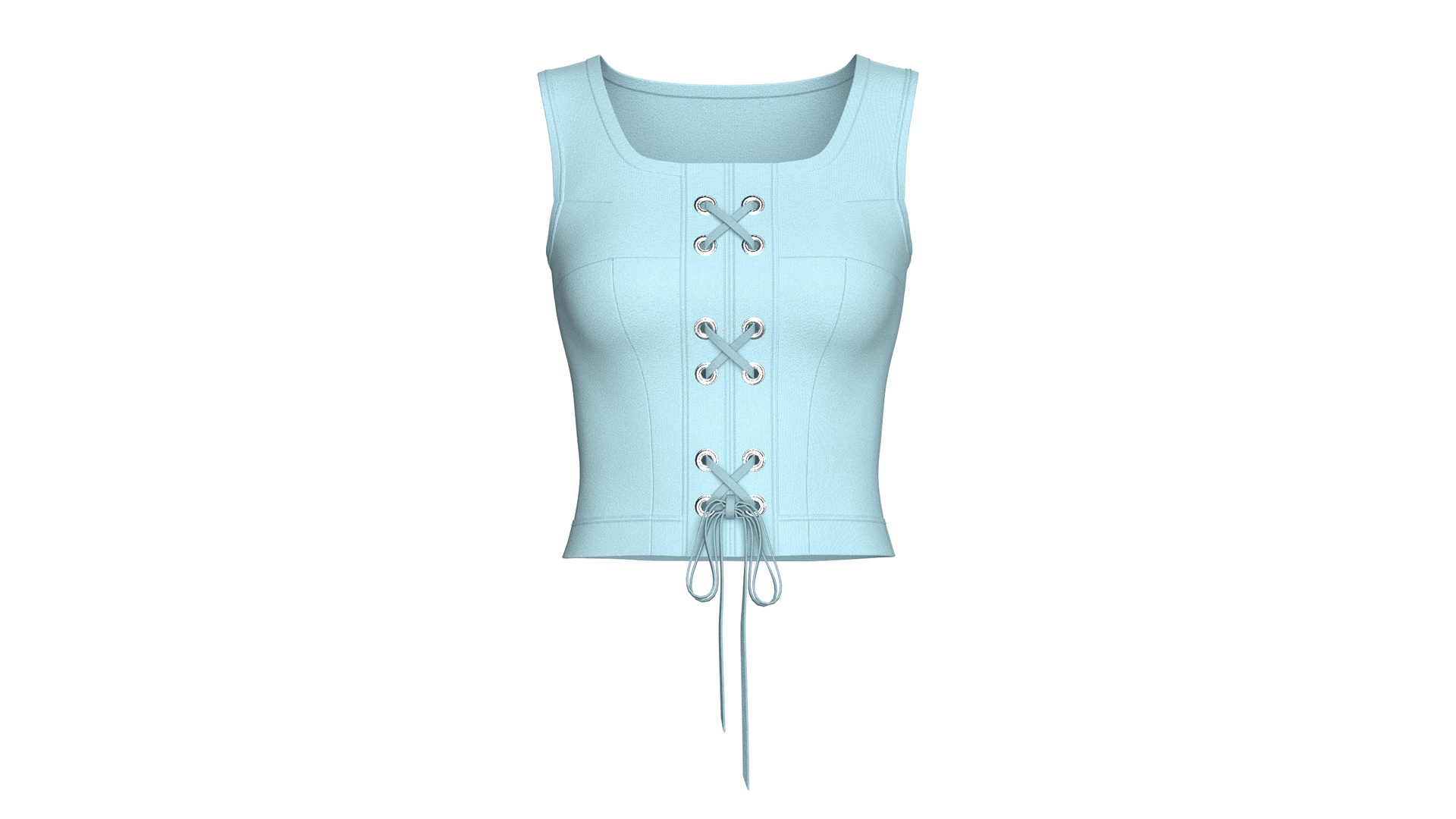 Media 1 for listing Girls Square Neck Front Lace - Up Corset Top | High Poly