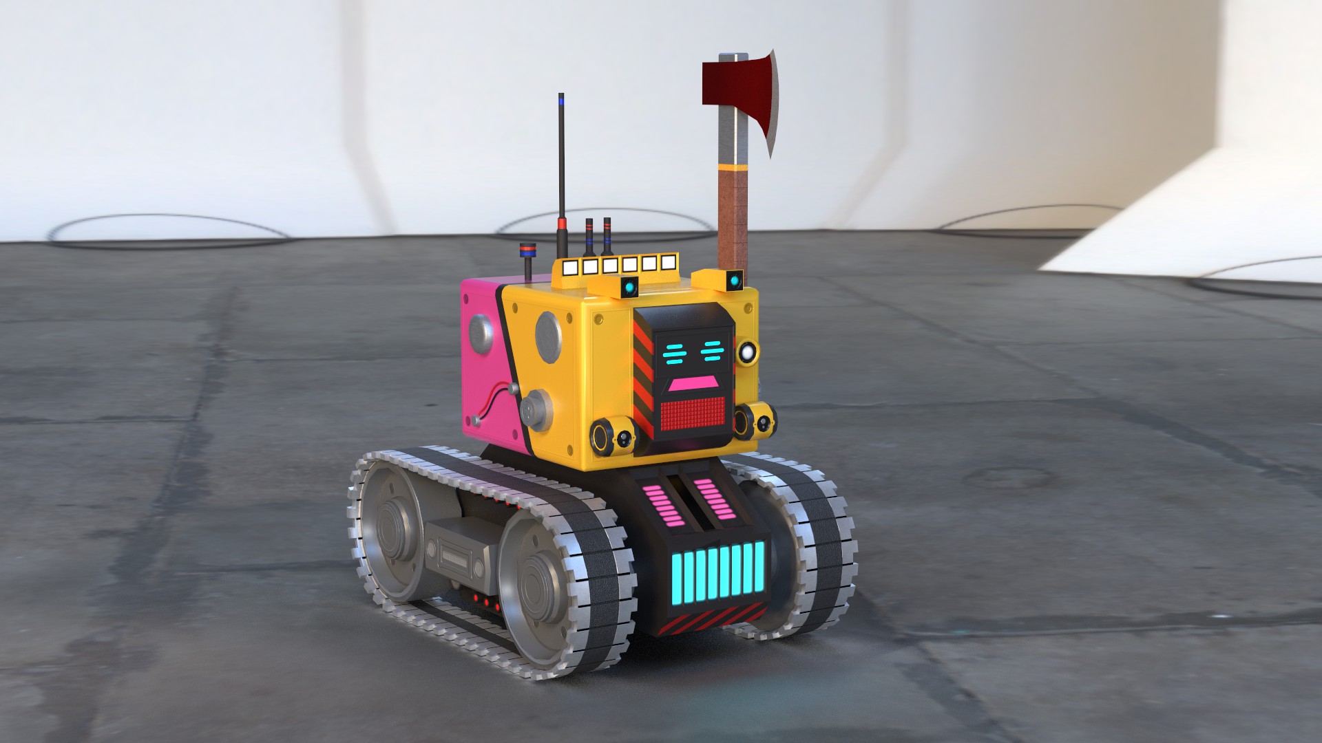 CyberSlayer – Futuristic Tracked Battle Bot with Axe Weapon | Fab