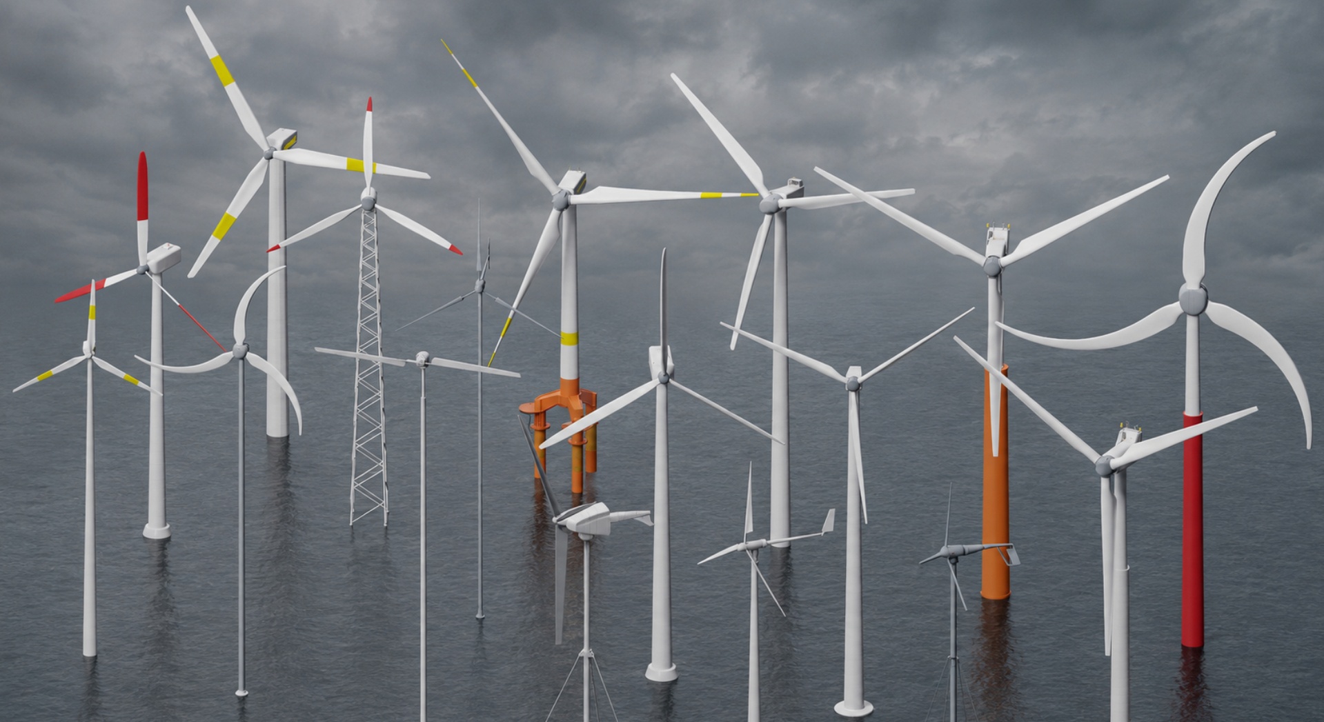 Media 1 for listing 17+ Ultimate Wind Turbine Collection | Onshore & Offshore PBR Models