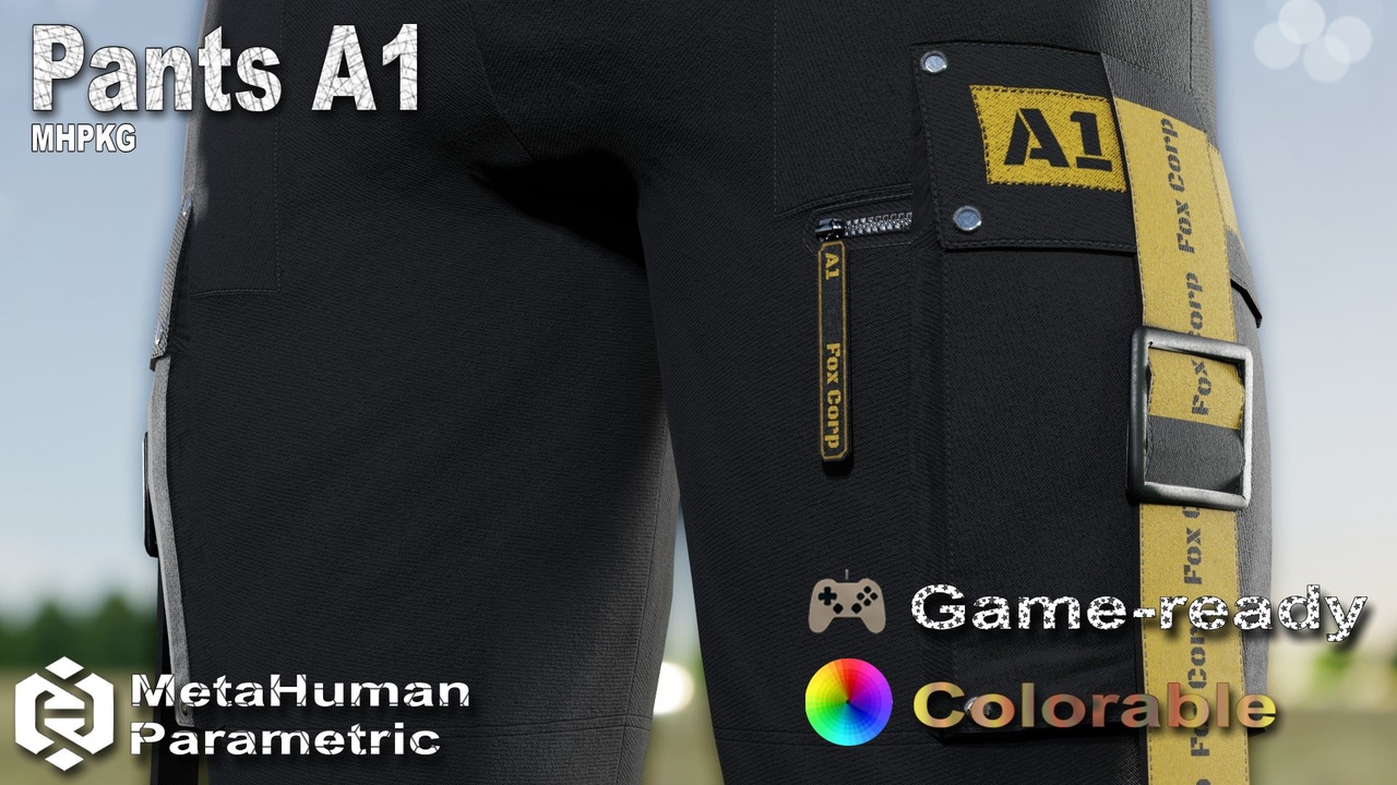 Media 1 for listing Pants A1 - MHPKG, Colorable, Parametric MetaHuman pants