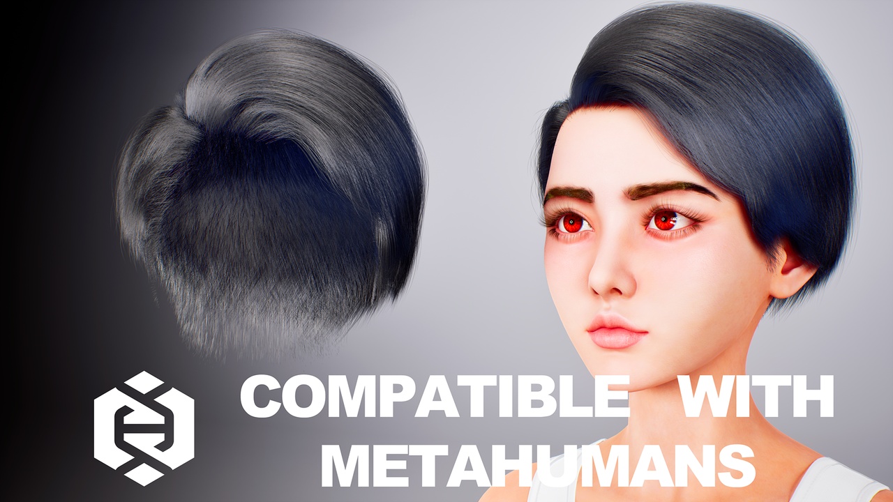 Media 1 for listing Real-time Side Puffy Short Hair For Metahuman