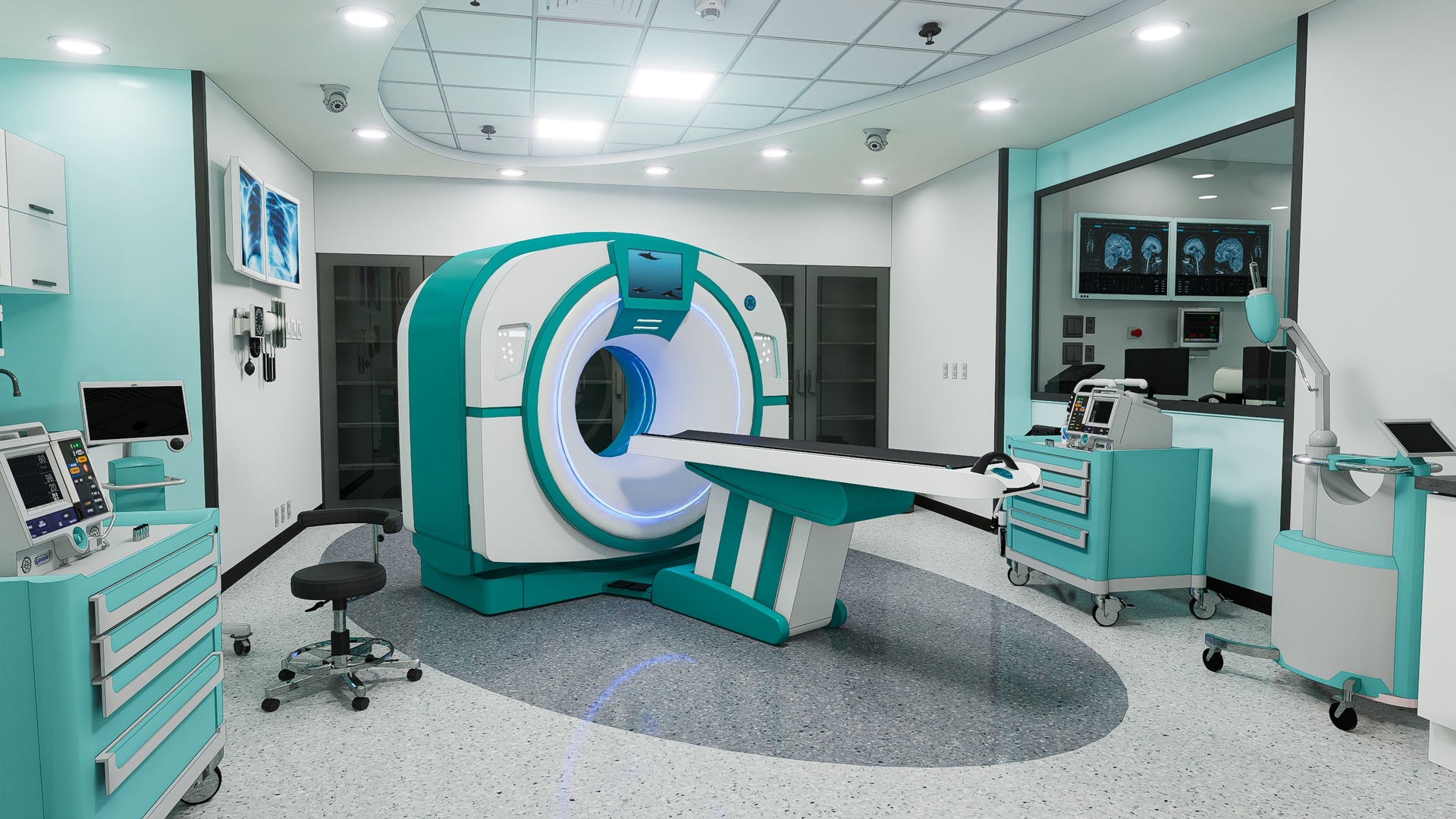 Media 1 for listing CT Scan Room Scene- Hospital Radiology Environment