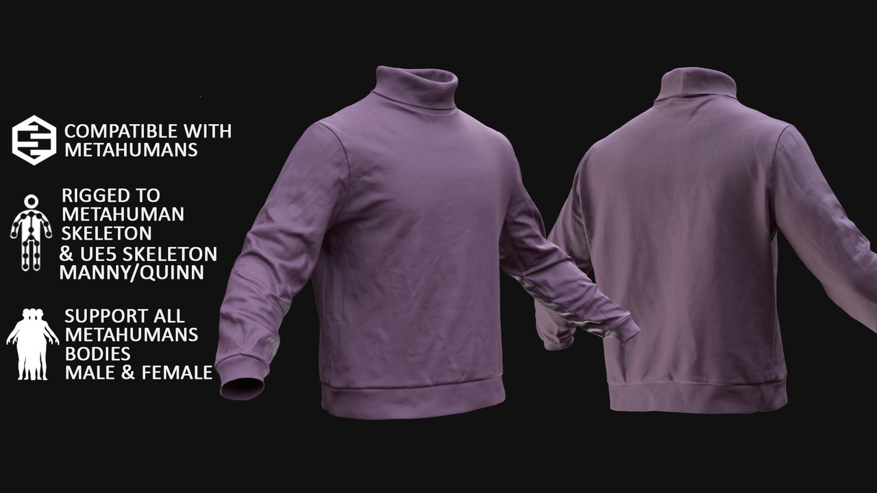Media 1 for listing Sweater 64 - All MH Bodies & UE5 Skeletons - Rigged