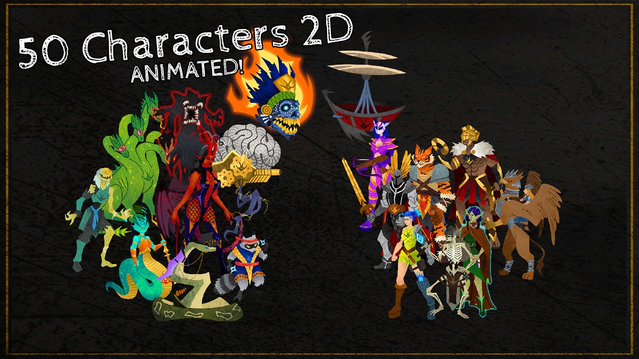 Media 1 for listing 50 Hand Drawn Heroes & Monsters (Animated)