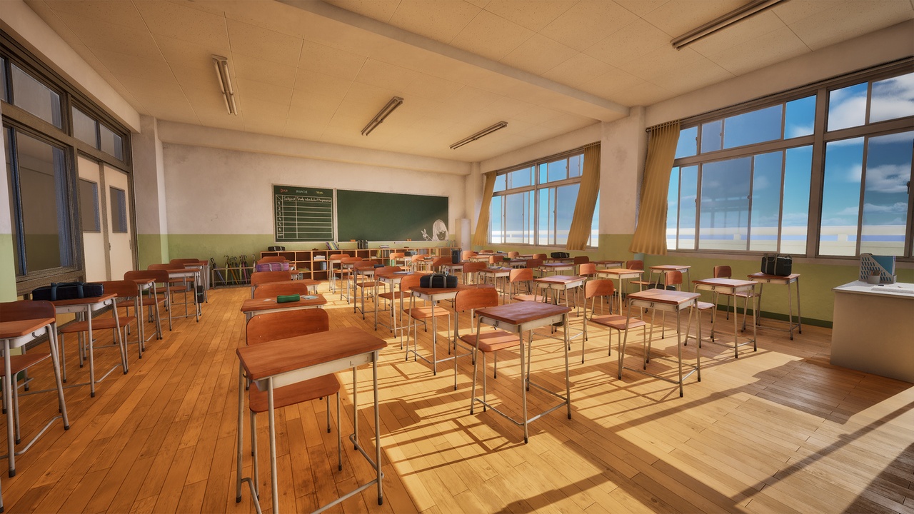 Media 1 for listing Customizable Japanese Classroom (Day/Evening/Night Scene)