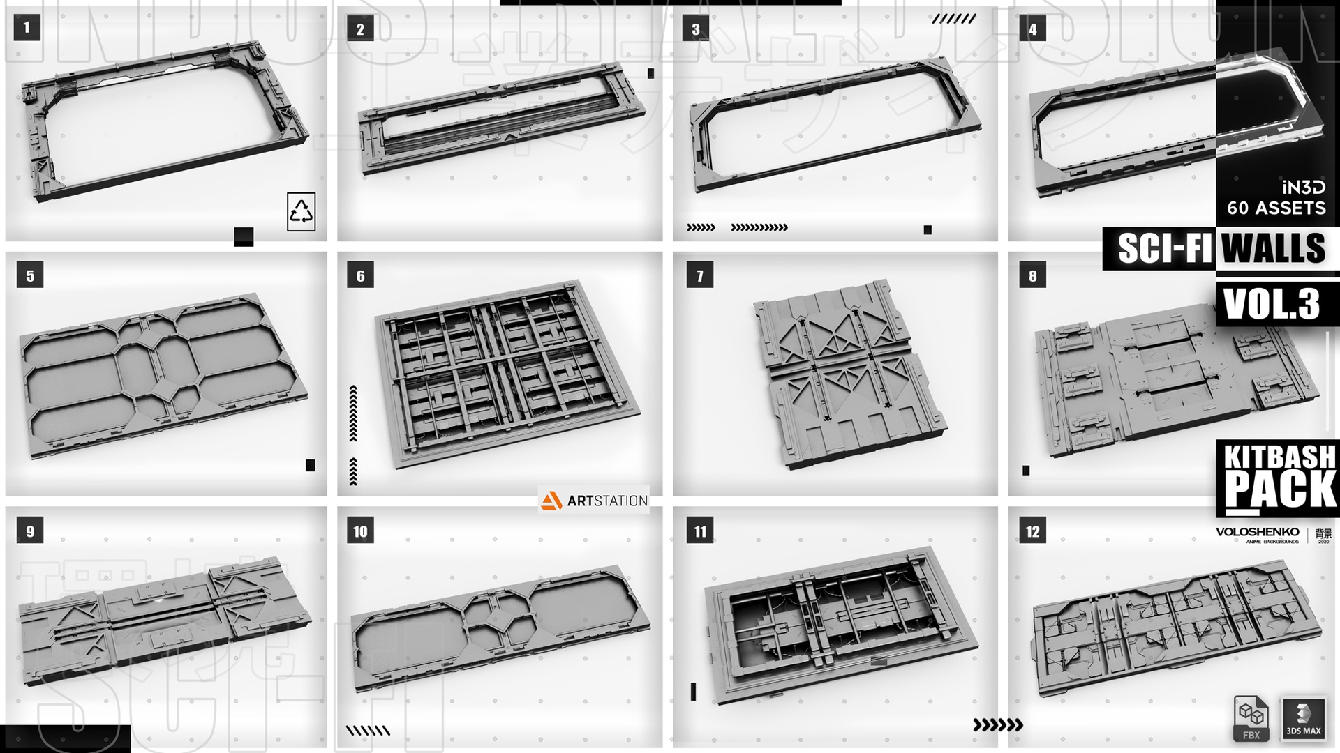 Media 1 for listing Sci-Fi walls Kitbash Pack 60+_Vol.3