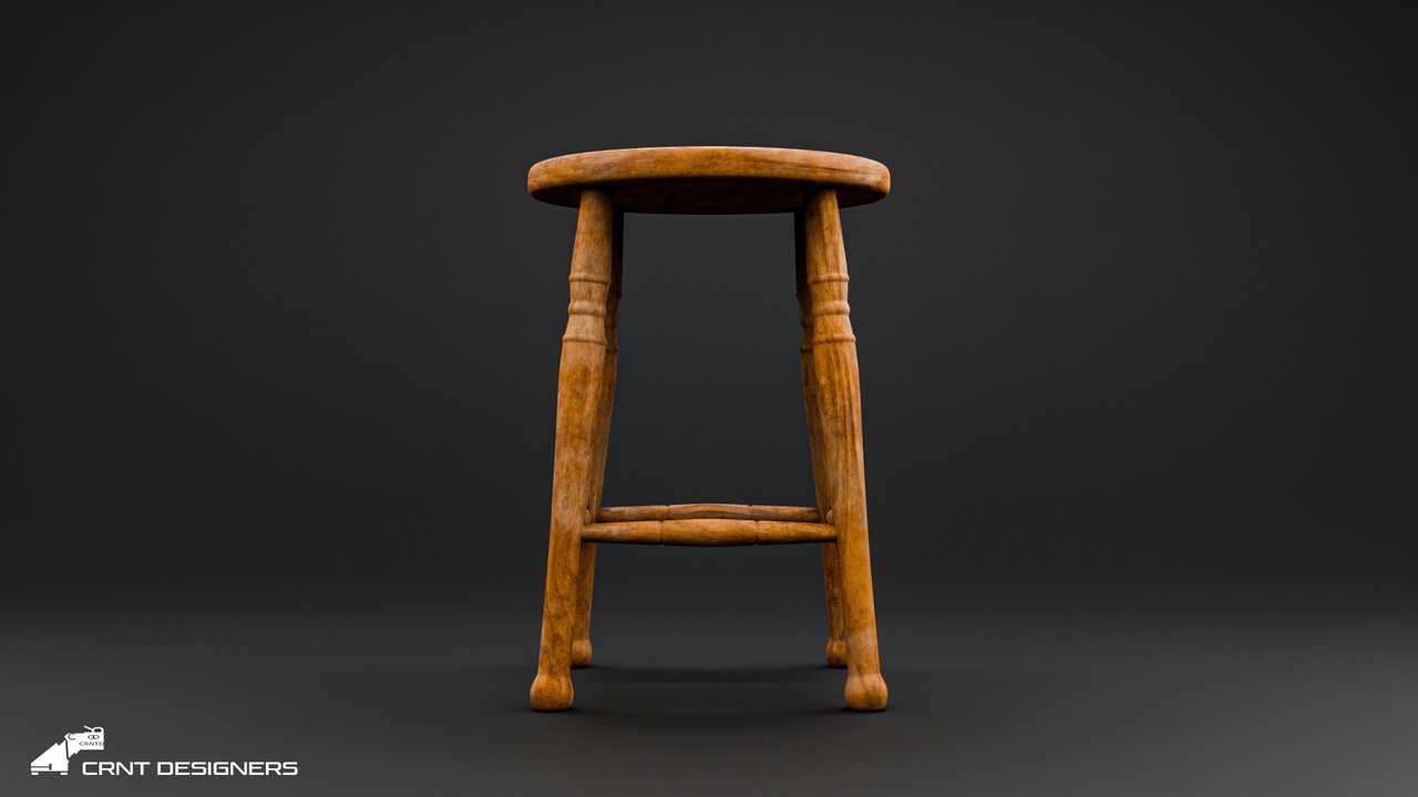 Media 1 for listing Vintage Wooden Stool 3D model
