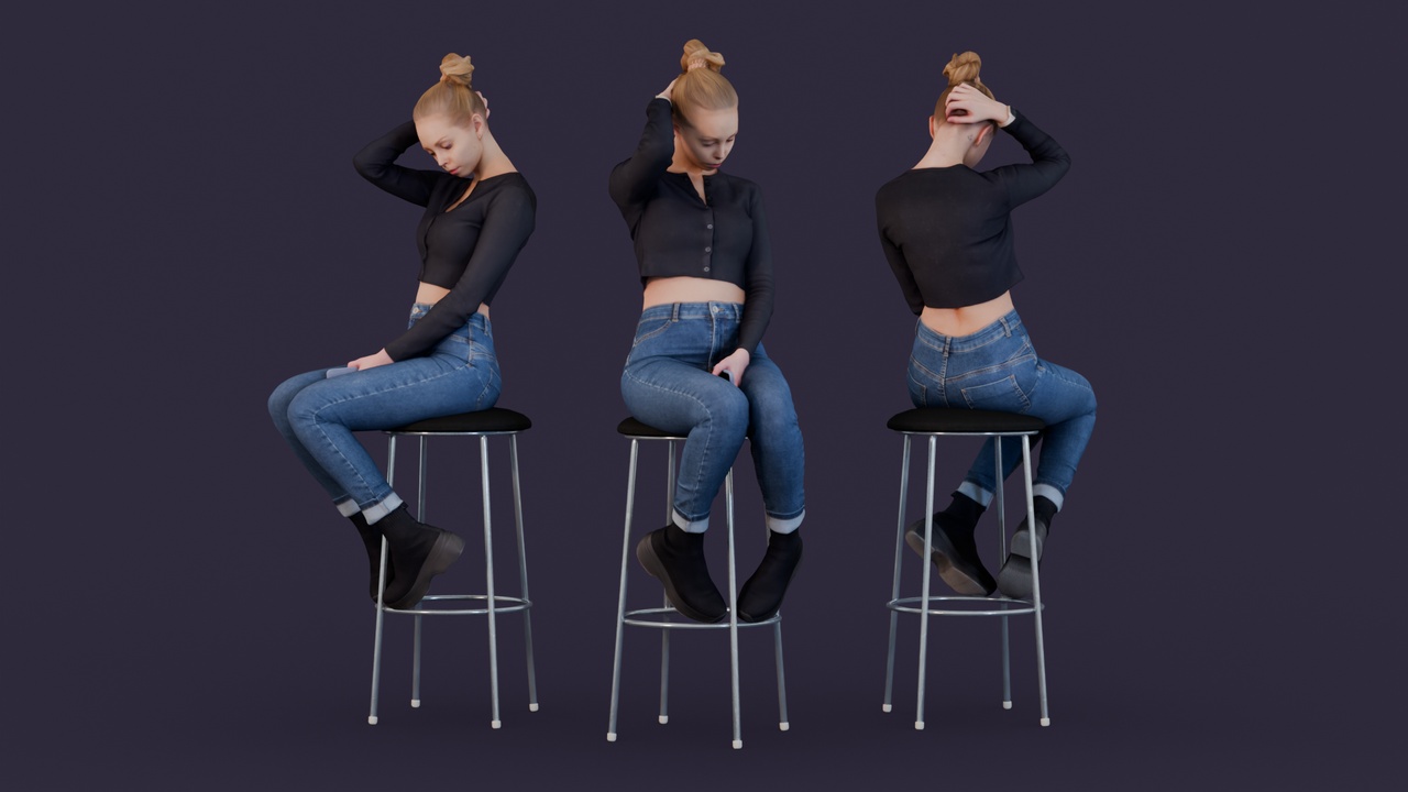 出品Shy Girl Sitting on a Stoolのメディア1
