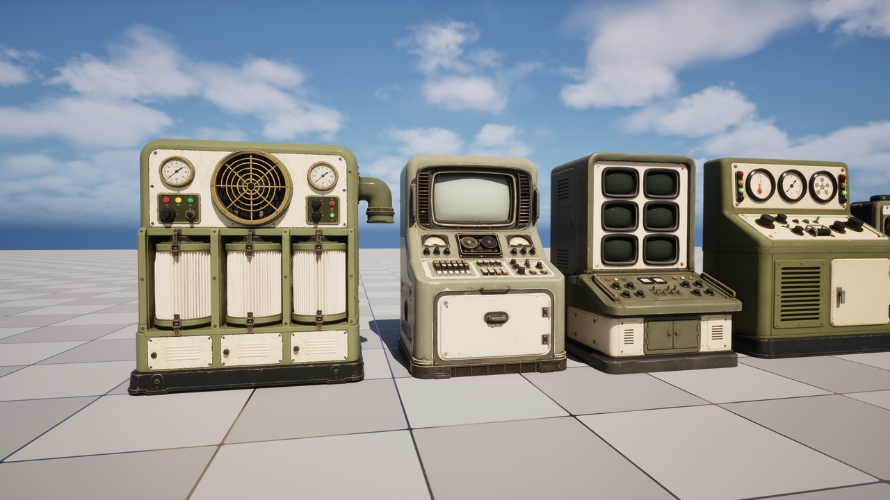 Media 1 for listing Retro-Atomic Bunker Equipment Pack – 19 Static Meshes