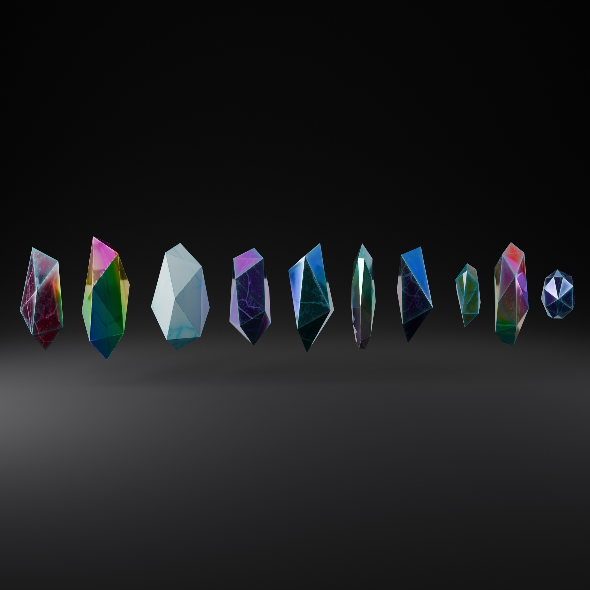 Media 1 for listing Stylized Crystal Pack – 10 Unique Fantasy Gems