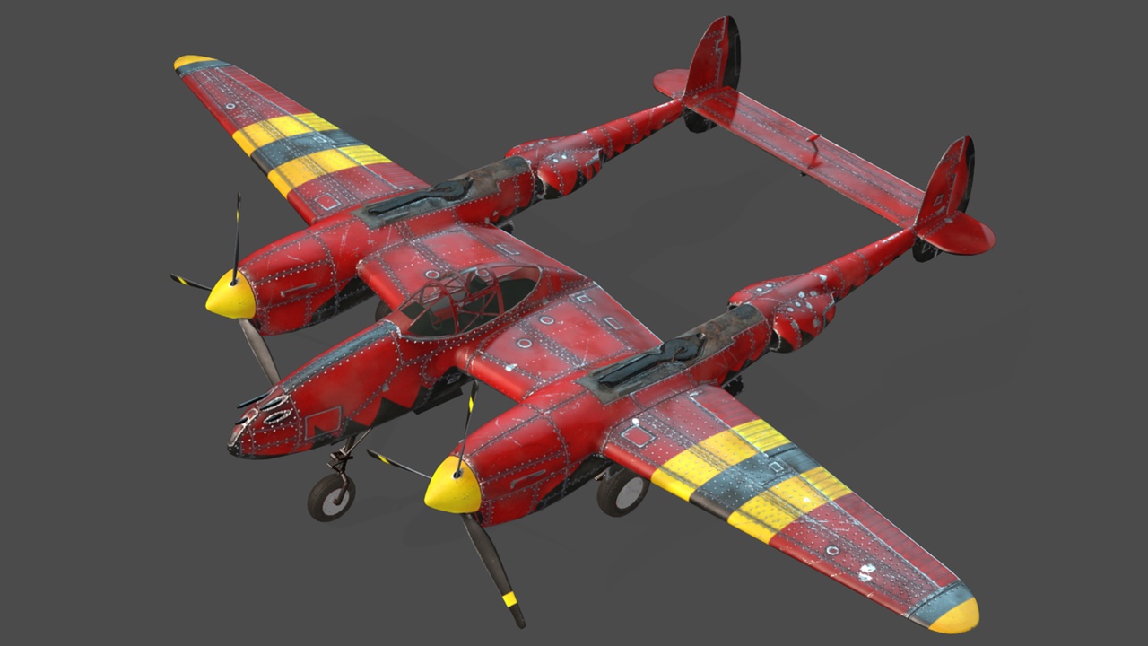 Media 1 for listing Lockheed P-38 Lightning - Low Poly WW2 Fighter Airplane
