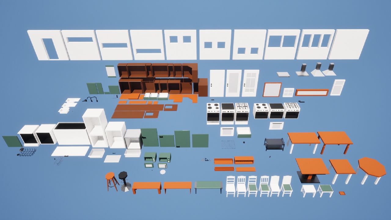 Media 1 for listing Modular Low Poly Kitchen Game Asset Pack 1