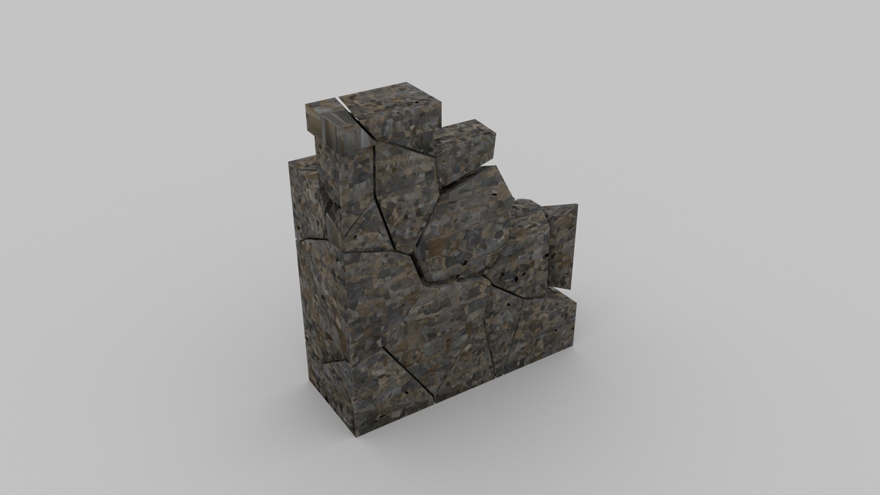 Media 1 for listing Ruined Medieval Stone Wall 06 – Modular Partial Wall (2K PBR)