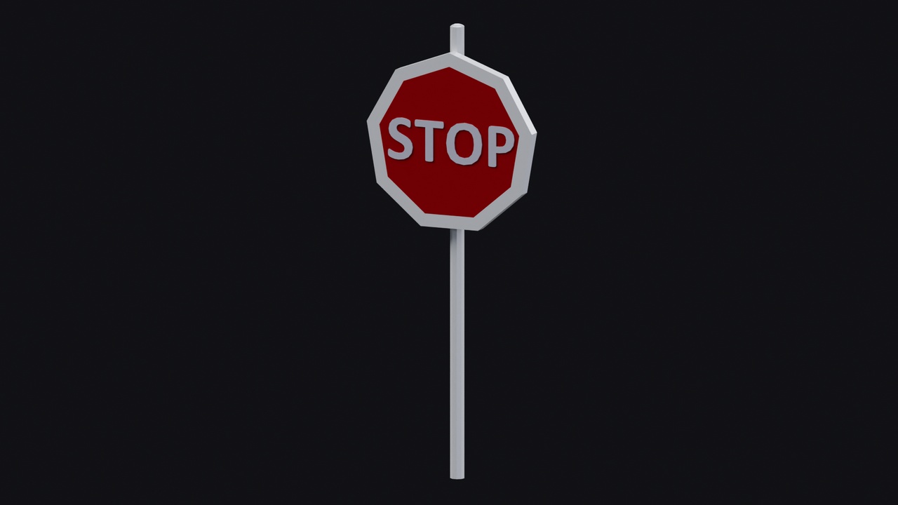 Media 1 for listing Low Poly Stop Road Sign – Stylized Traffic Sign (Game Ready)