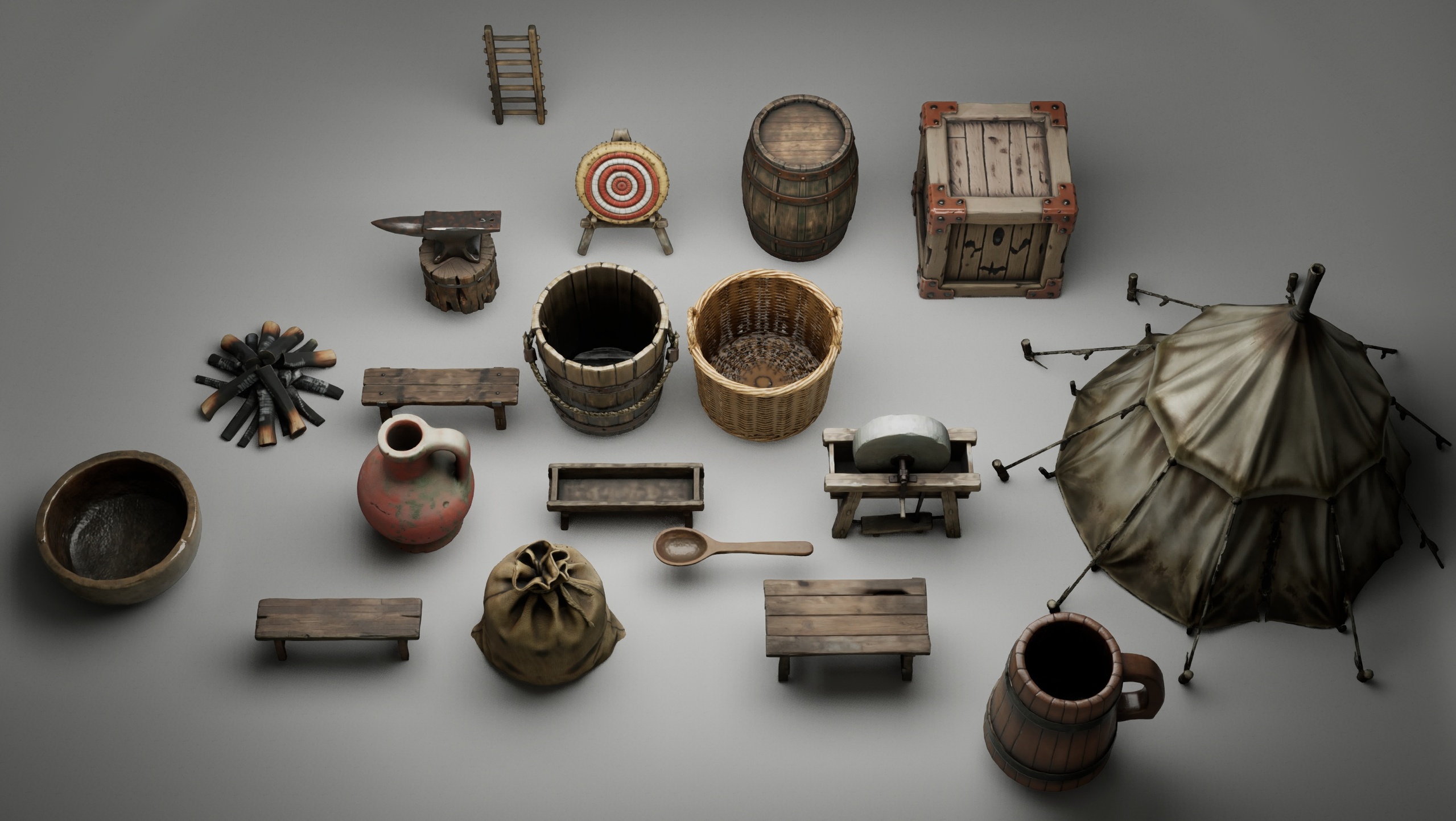 Media 1 for listing Medieval Village & Camp Pack 1 - Prop Bundle (Game-Ready PBR)