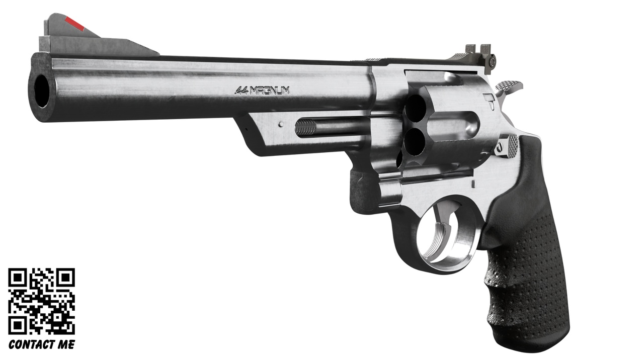 Classic .44 Magnum Revolver - Realistic PBR Game Ready Handgun (3D ...