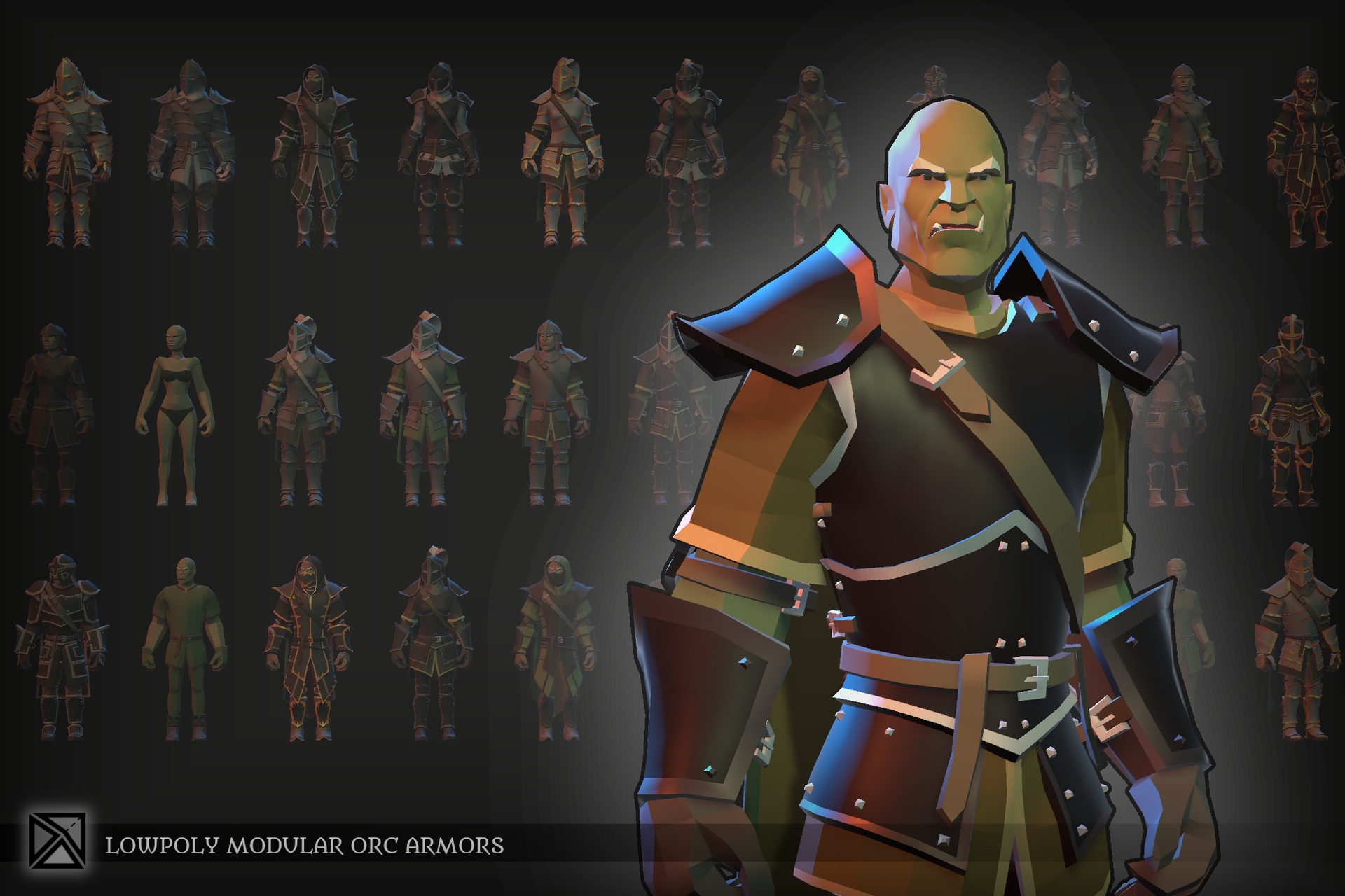 Media 1 for listing Low Poly Orc Modular Armors Bundle- MEDIEVAL FANTASY SERIES