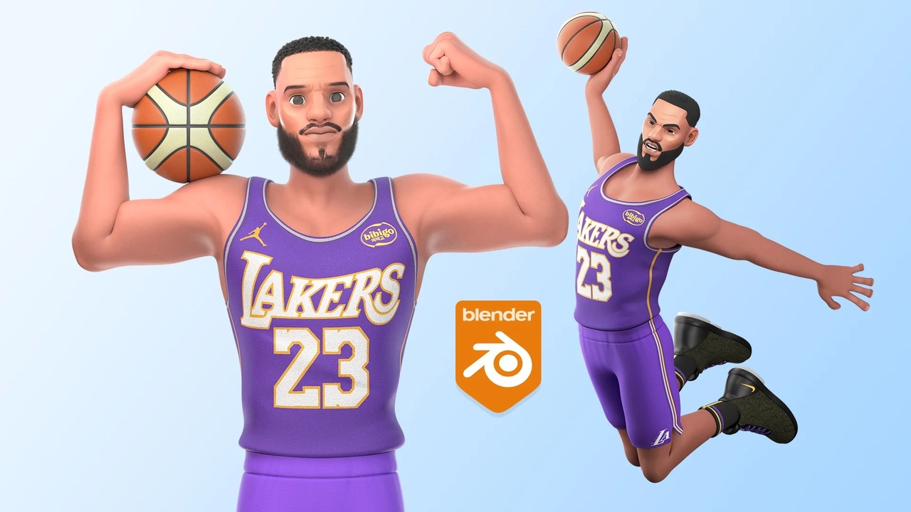 Media 1 for listing Cartoon NBA Basketball Player - Rigged 3D Character