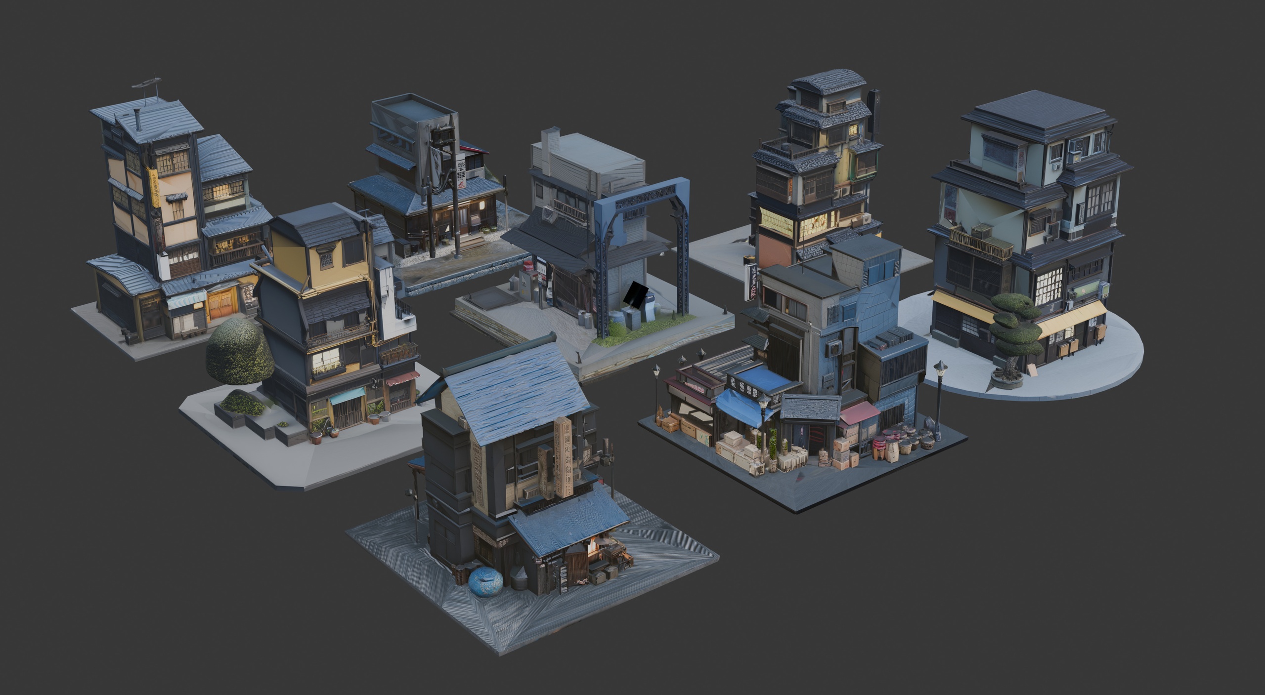 Media 1 for listing Stylized Japanese Architecture Set