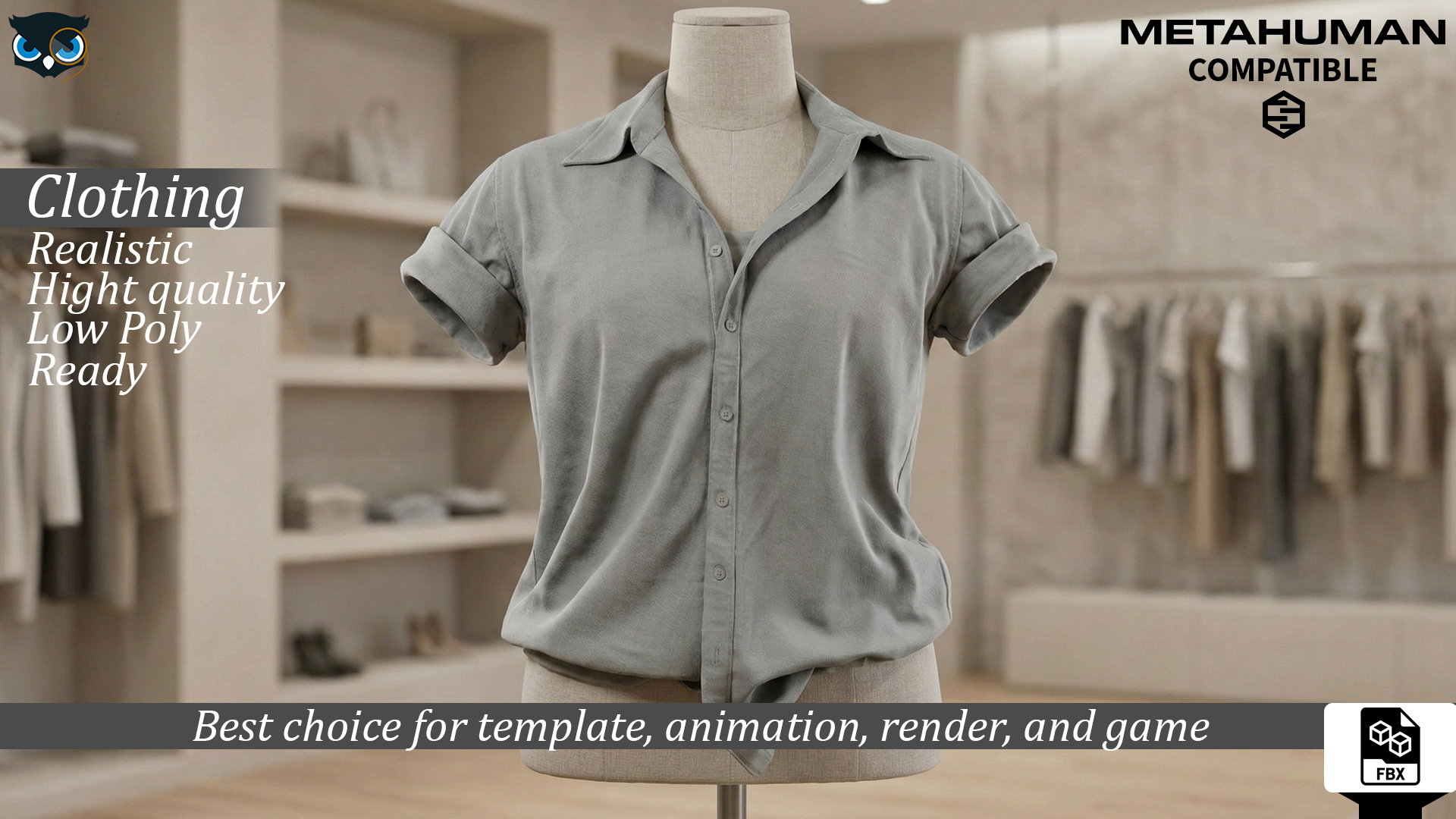 Relaxed Button Up Shirt metahuman compatible | Fab
