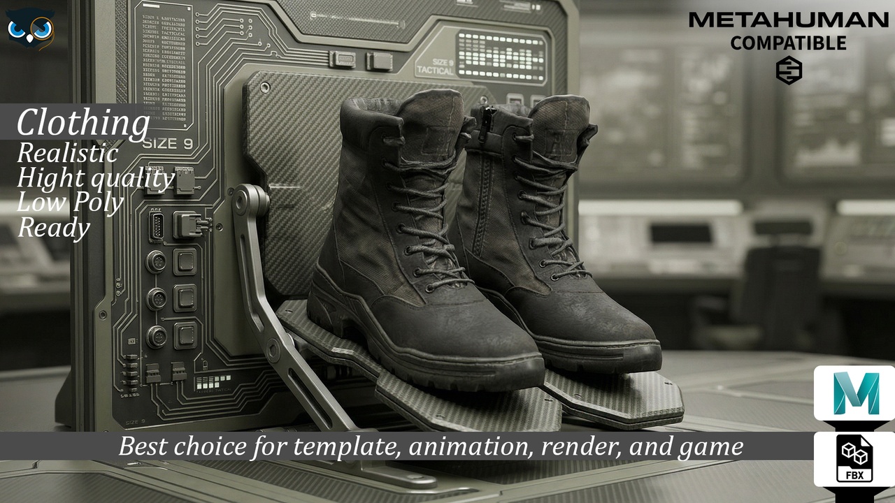 Media 1 for listing Tactical Combat Boots  Ultra Realistic Low Poly