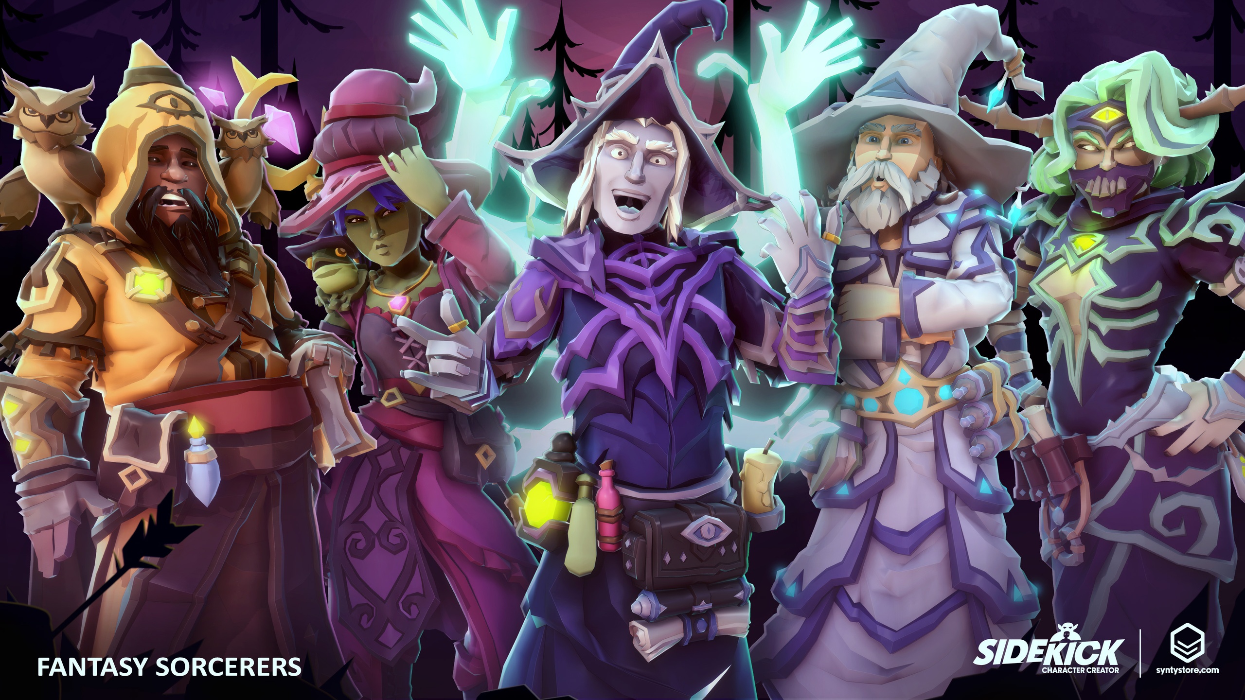 Media 1 for listing Fantasy Sorcerers - Sidekick Modular Characters by Synty