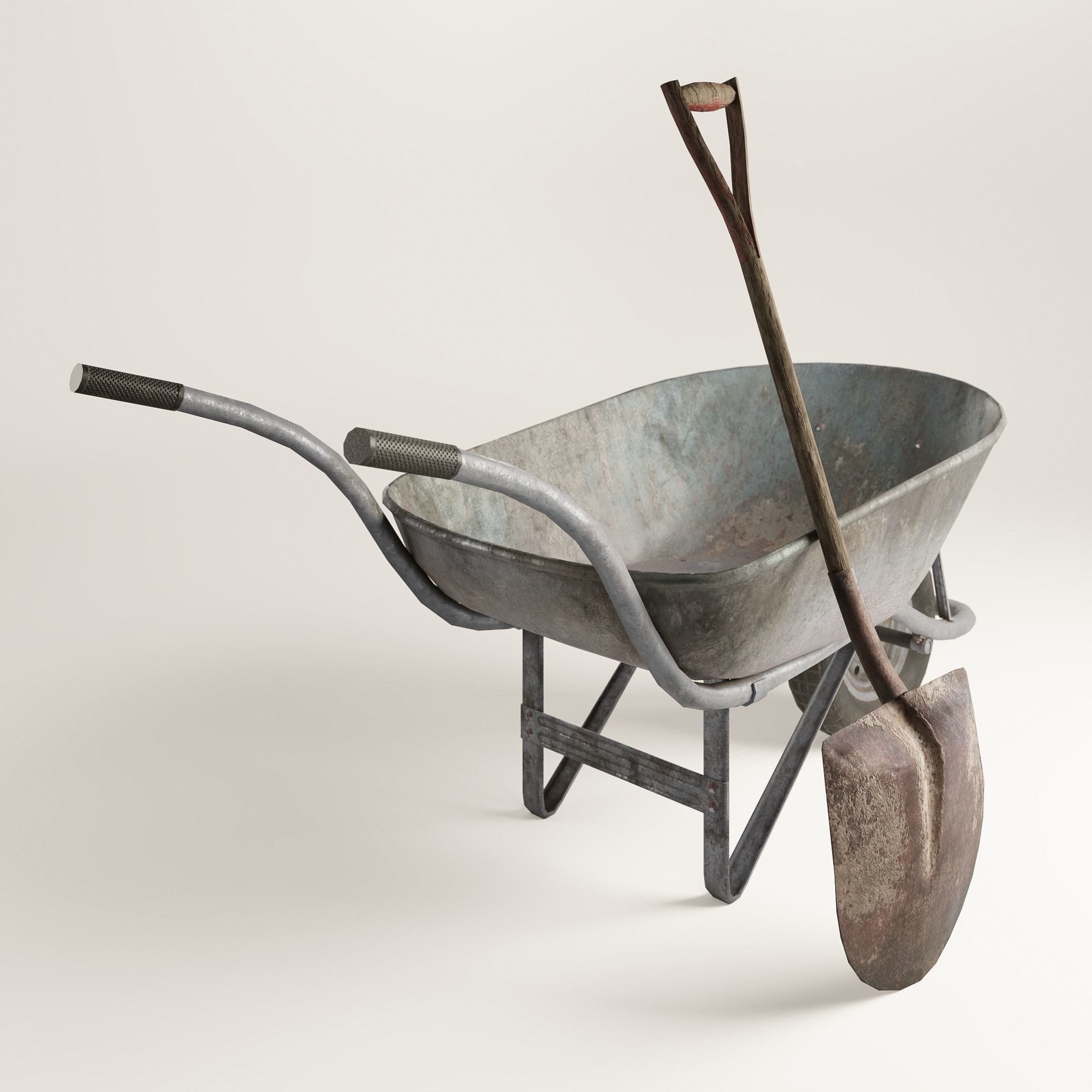 Old Garden Wheelbarrow & Shovel - Game-Ready Low-Poly Asset (4K PBR) | Fab