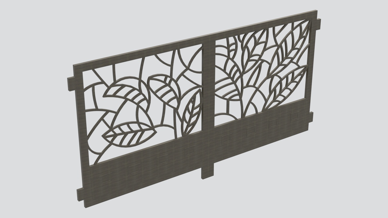 Media 1 for listing Wrought Iron Fence Panel with Leaf Pattern 3D Model