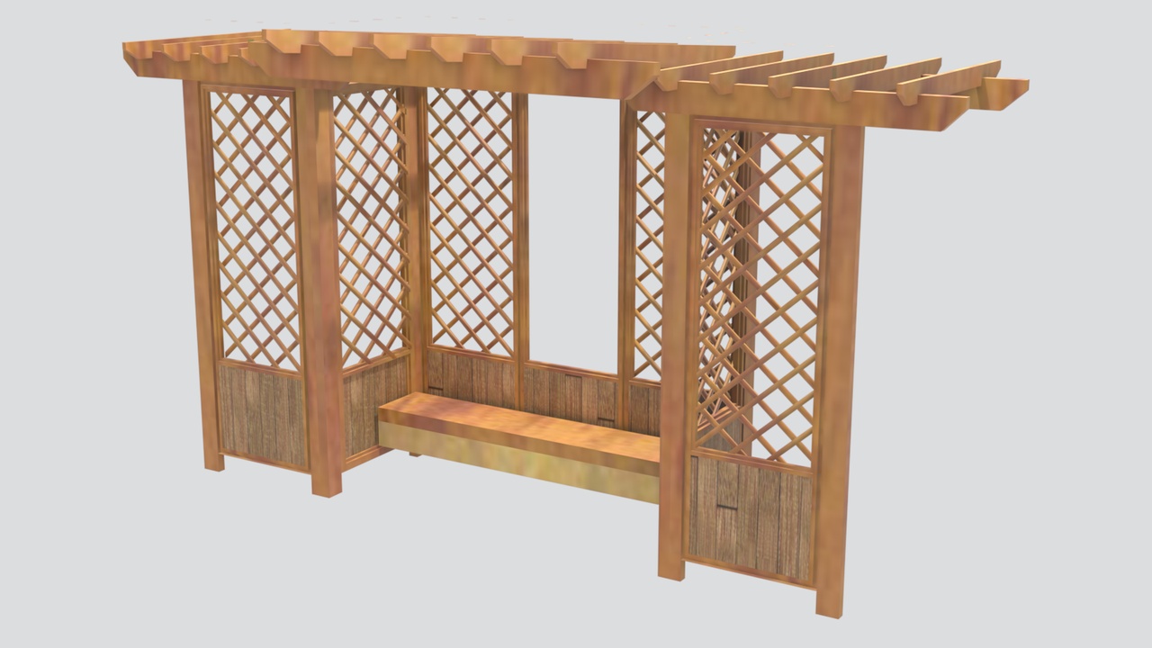 Media 1 for listing Small Wooden Garden Pergola Model 3D Model