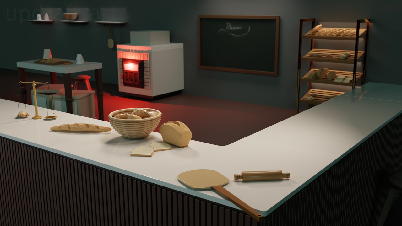 Media 1 for listing Stylized Bakery Interior Kit (Low Poly / Game-Ready)