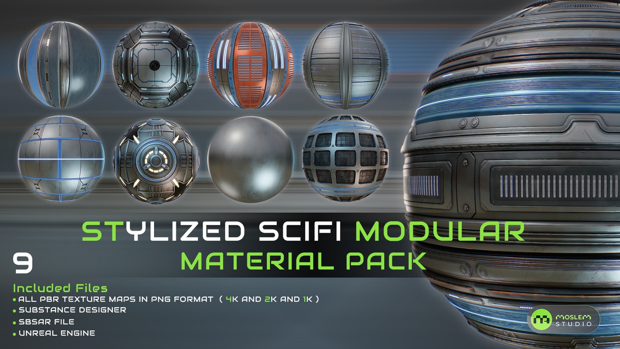 Stylized SciFi Modular Material Pack | Fab