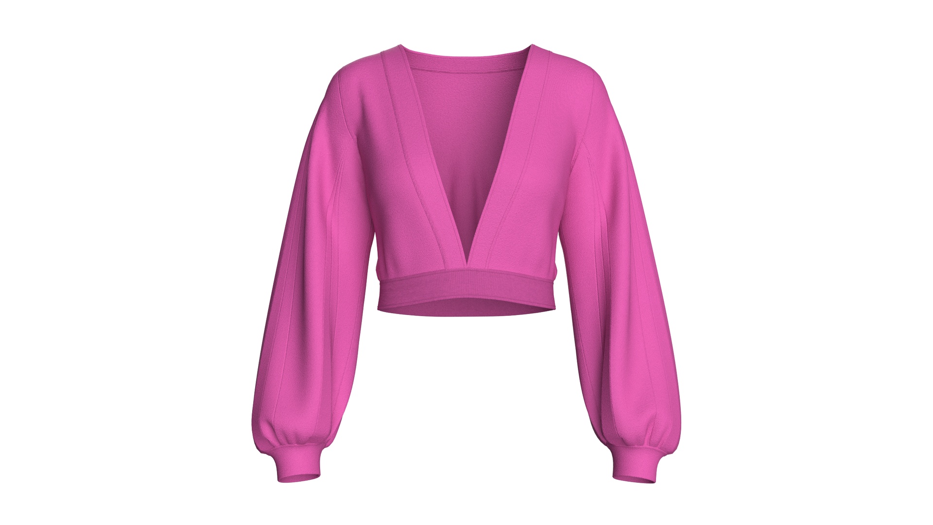 Media 1 for listing Girls Balloon Sleeves V-Plunge Neck Crop Top | High Poly