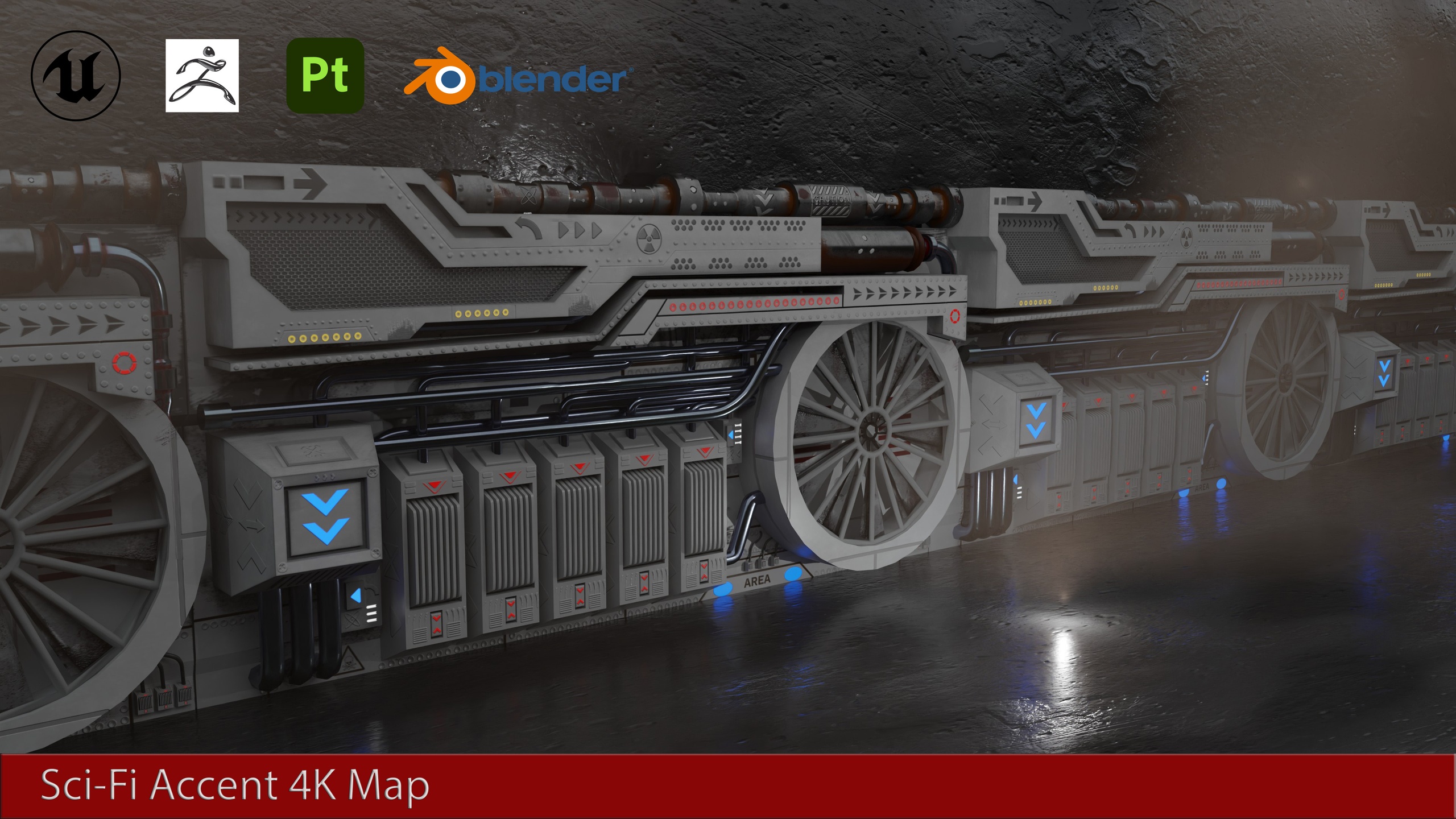 Media 1 for listing Sci-Fi Wall Low-poly 3D model
