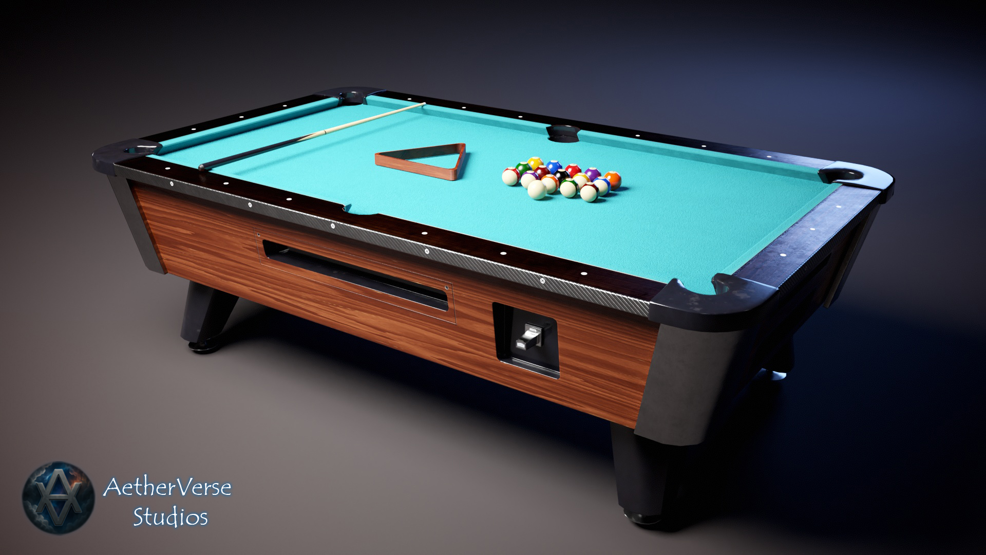 Pool Table with Balls, Stick and Rack | Fab