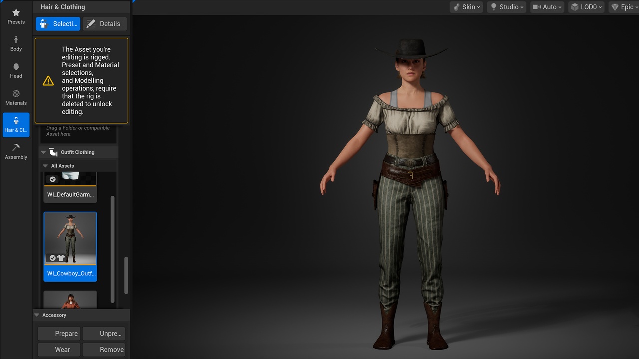 Media 1 for listing Parametric Western Cowboy Outfits Pack Vol 2 (Metahuman clothing)