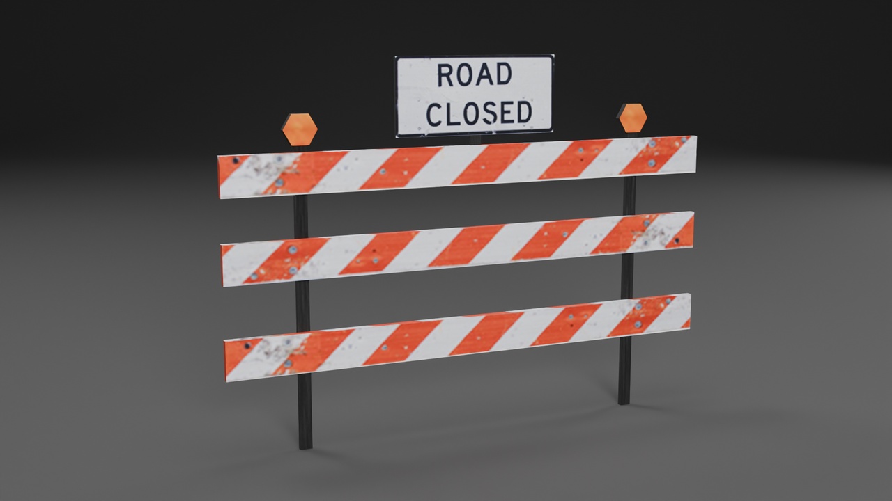 Media 1 for listing Road Closed Barrier – Destructible Low Poly 3D Model