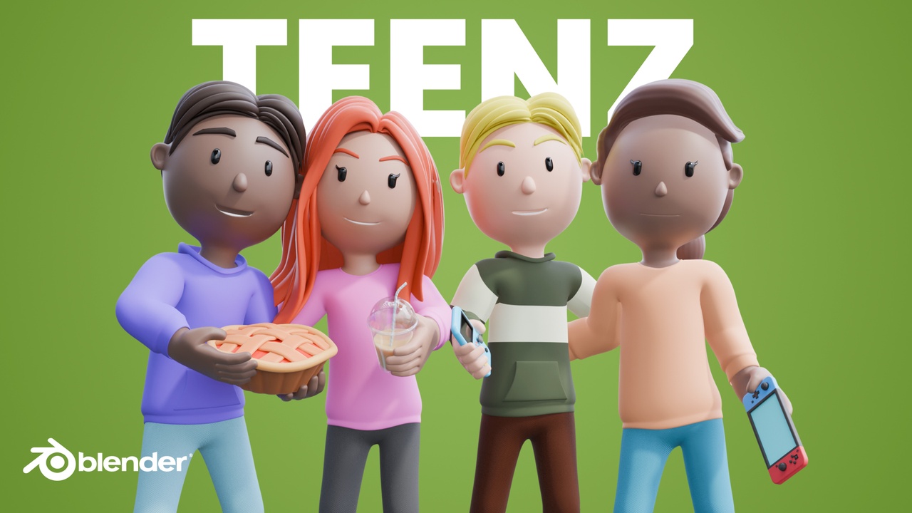 Media 1 for listing Teenz - Rigged Modular Boy & Girl Cartoon Teen Character Pack