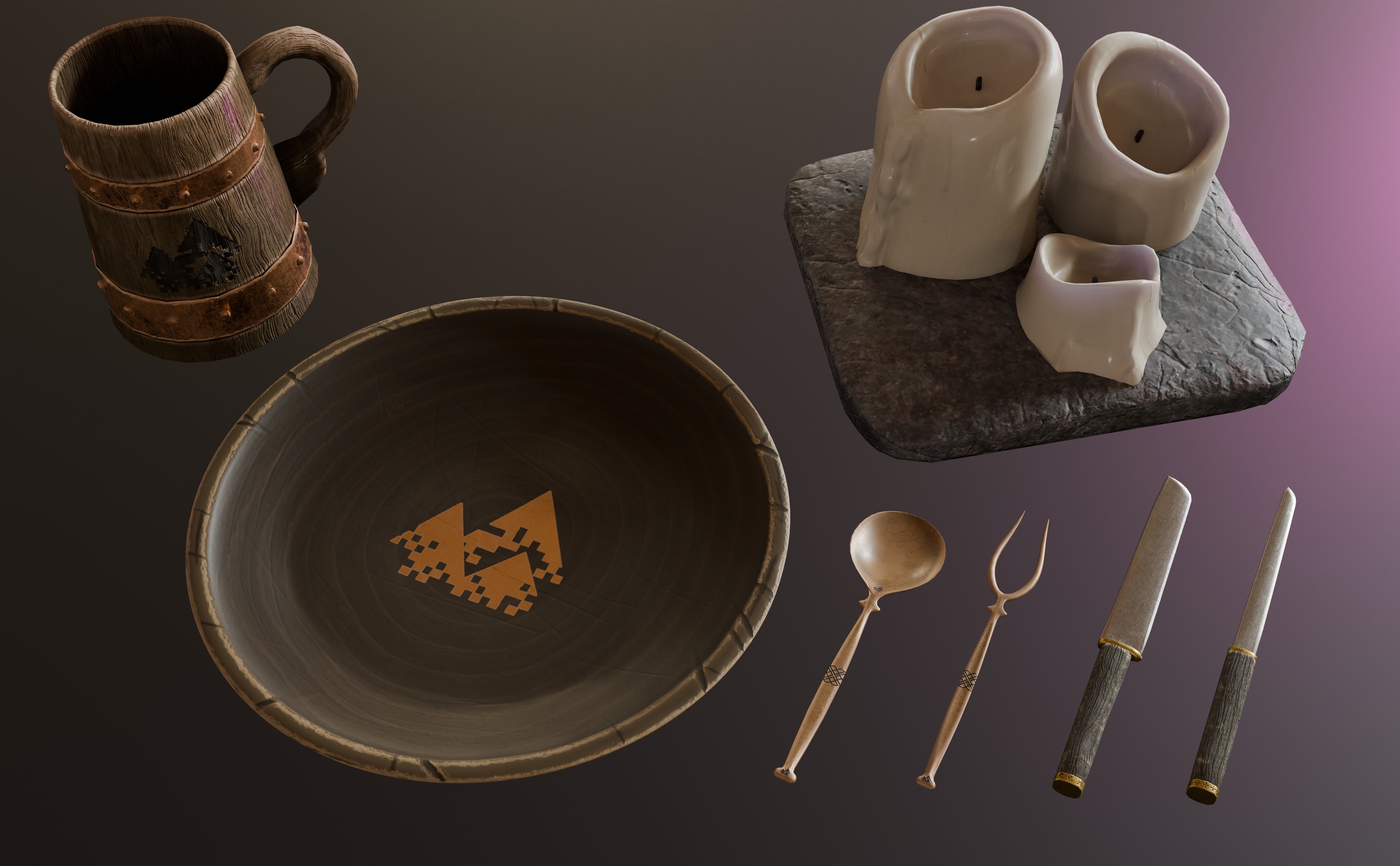 Media 1 for listing Medieval Fantasy Table Utensils Props Pack