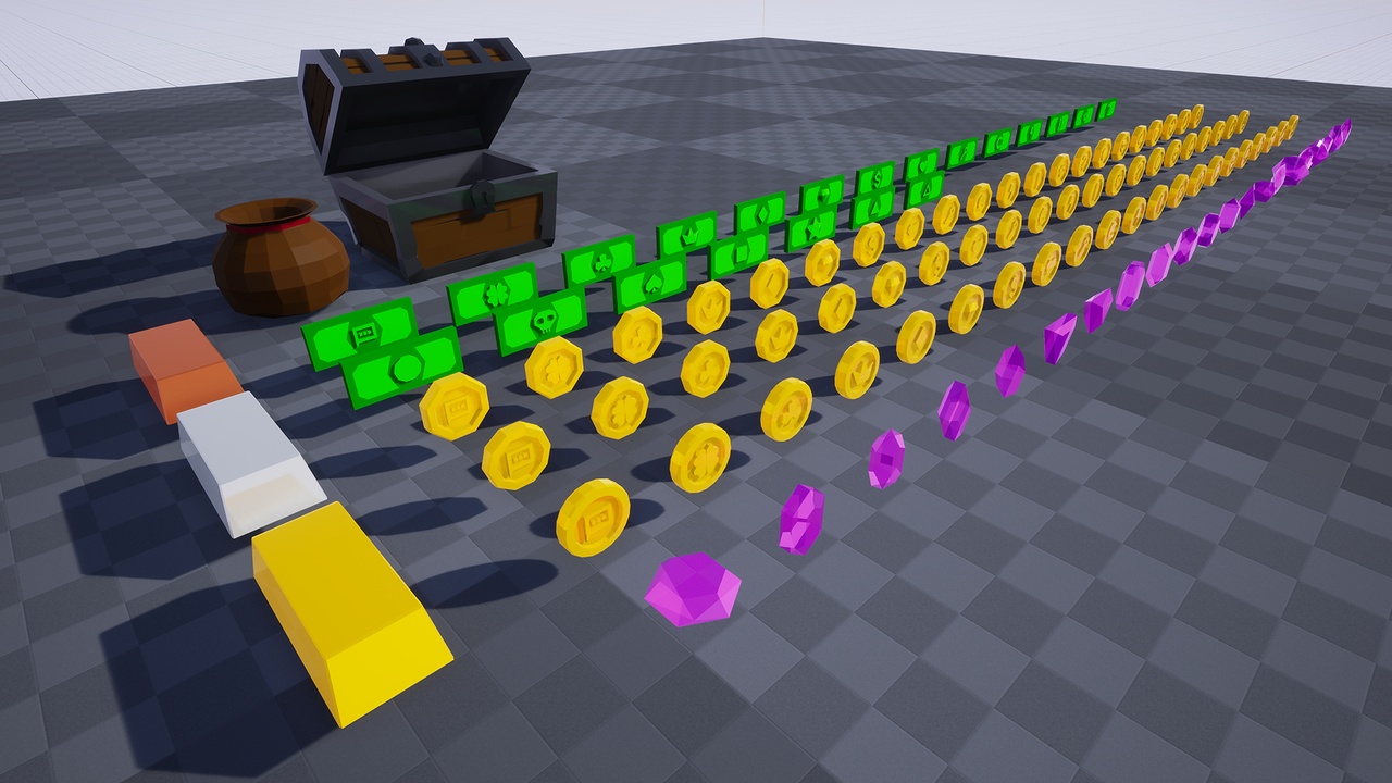 Media 1 for listing Low Poly Currencies Money Assets