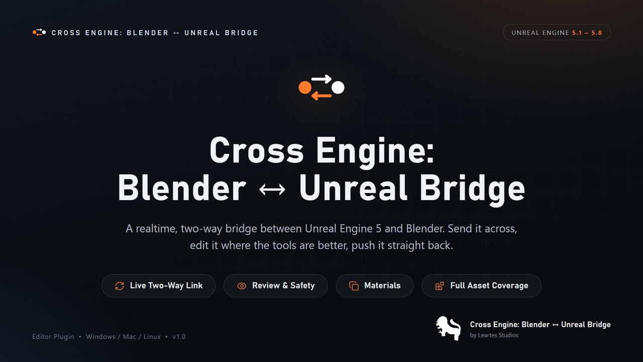 Media 1 for listing Cross Engine: Blender β Unreal Bridge