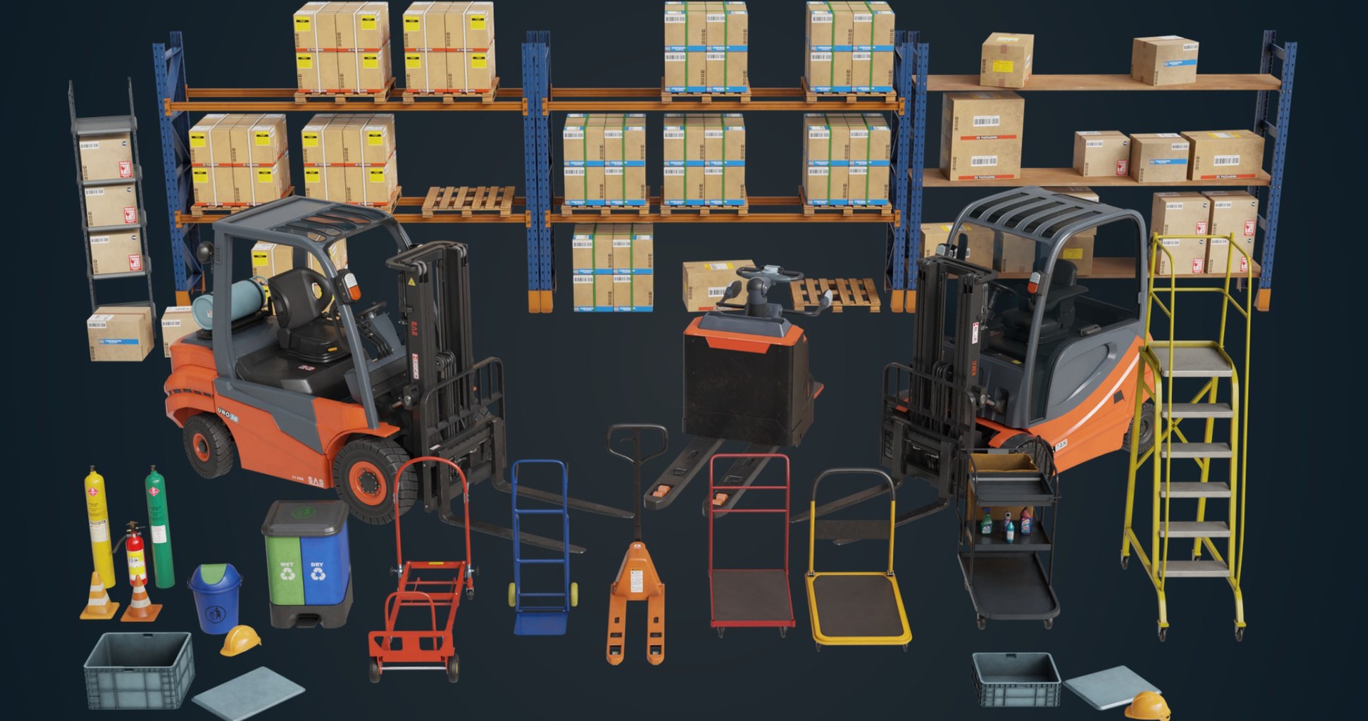 Media 1 for listing Cargo Pallets and Forklift Trucks Collection