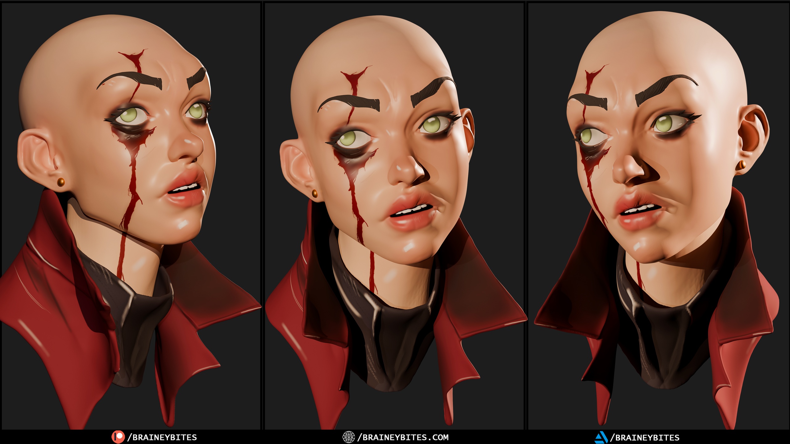 Media 1 for listing Mystix Female Character Head | Bald Vampire Girl