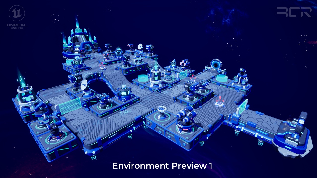 Media 1 for listing Stylized Sci-Fi Modular Tower Defense – 3D Asset Pack