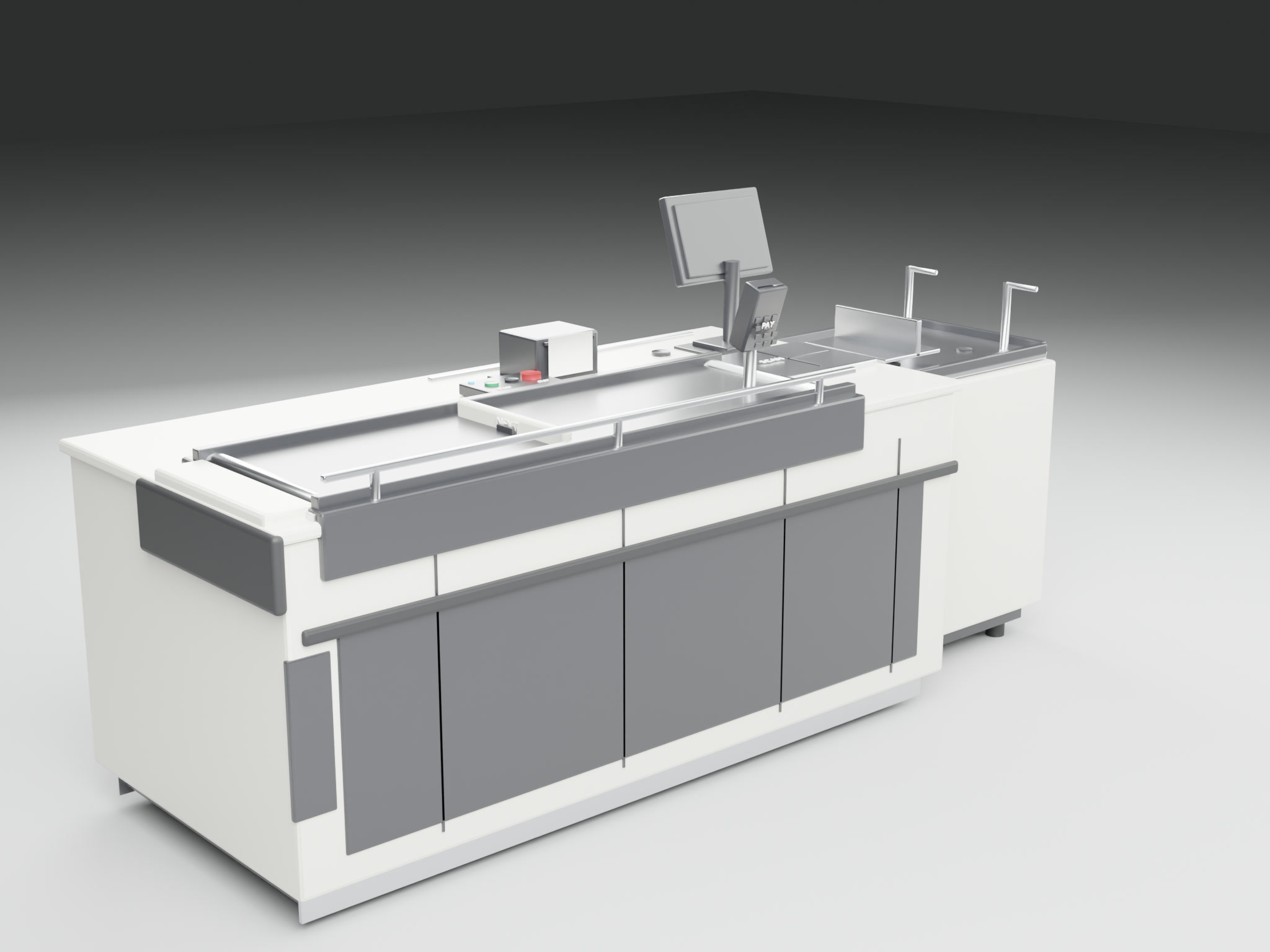 Pos Counter Design POS Checkout Counter with Conveyor - Retail Lane Low-poly | Fab