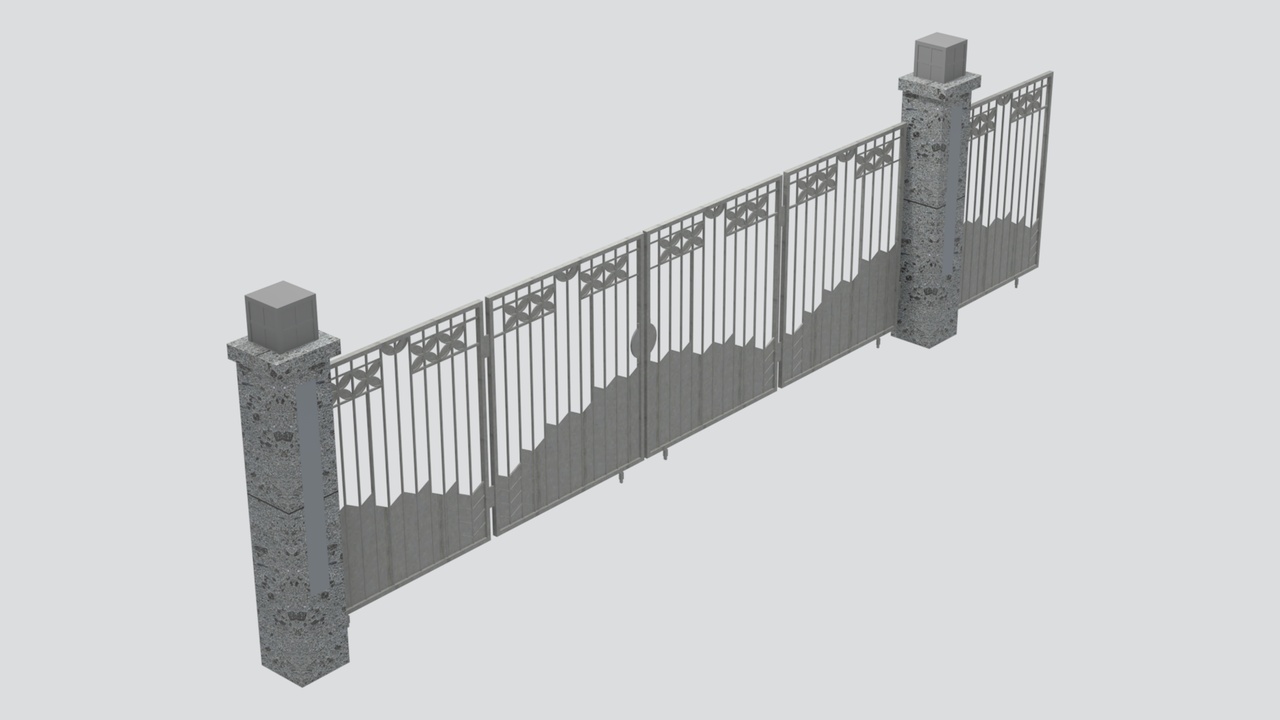Media 1 for listing Chinese Style Iron Gate with Granite Columns 3D Model