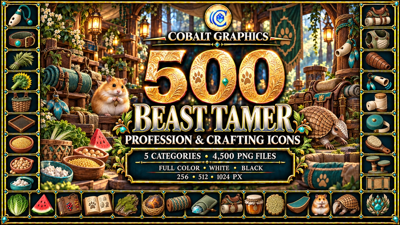 Media 1 for listing 500 Beast Tamer Profession Icons | RPG Companions, Mount Gear & Crafting